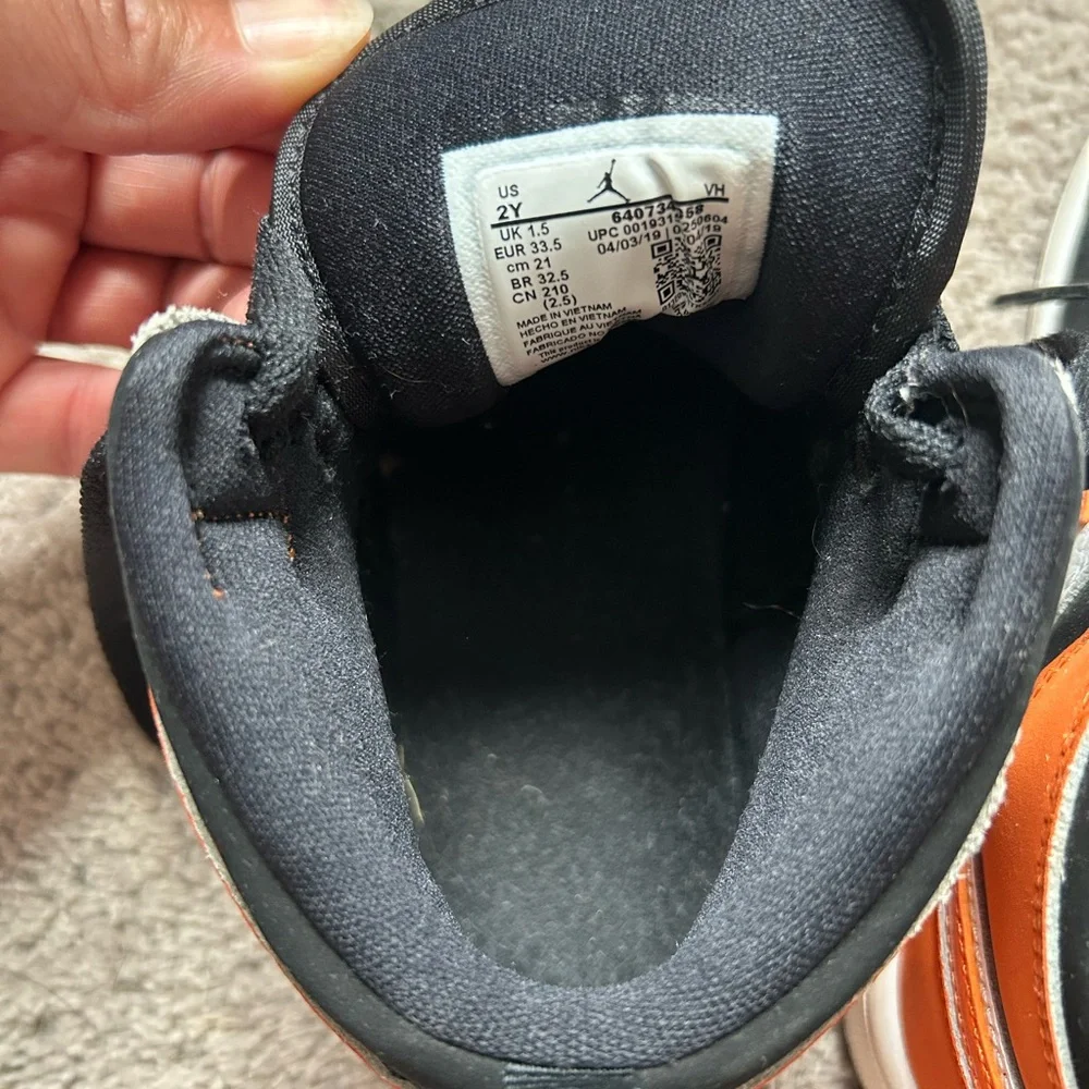 Jordan Kids' Black, White, and Orange Sneakers - Picture 4 of 4